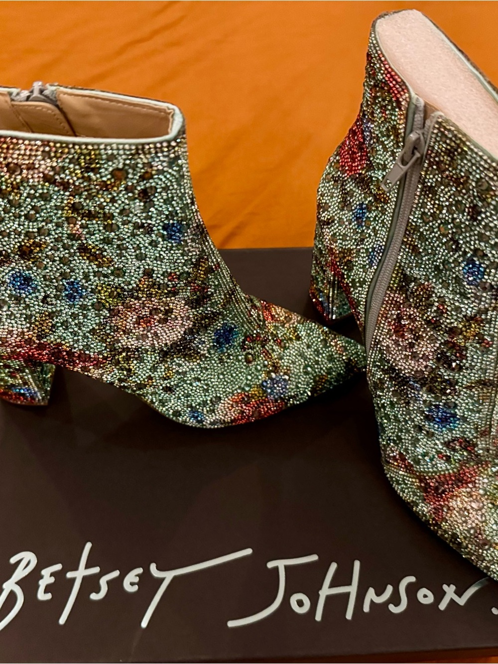 Betsey Johnson SB-CADYF Mint Multi Floral Embellished Ankle Boot - Picture 4 of 5